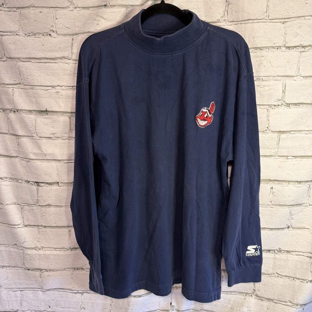 Vintage Starter Long‎ Sleeve Shirt Cleveland Indians MLB Youth L Chief Wahoo